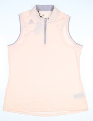 New Womens Adidas Golf Sleeveless Polo Large L Pink Tint MSRP $60 FT0706