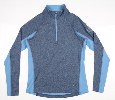 New W/ Logo Womens Straight Down Golf 1/4 Zip Pullover X-Small XS Blue MSRP $104