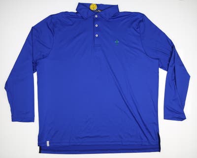 New W/ Logo Mens Ralph Lauren RLX Golf Long Sleeve Polo XX-Large XXL Blue MSRP $125