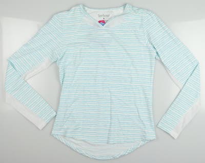New Womens San Soleil Golf Long Sleeve Crew Neck Small S Blue MSRP $88 900603P