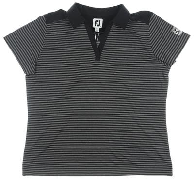 New W/ Logo Womens Footjoy Golf Polo X-Large XL Black/Gray MSRP $78 25478