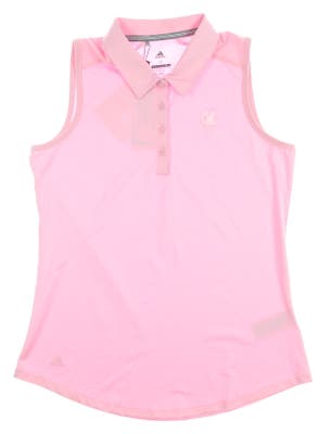 New W/ Logo Womens Adidas Golf Sleeveless Polo Medium M Pink MSRP $55 DP5804