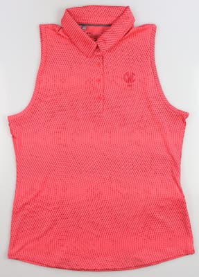 New W/ Logo Womens Under Armour Golf Sleeveless Polo Large L Pink MSRP $70