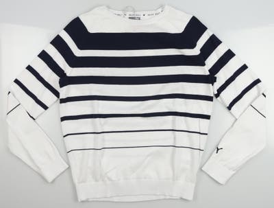 New Womens Puma Striped Sweater Small S Navy Blazer MSRP $80 533009 01