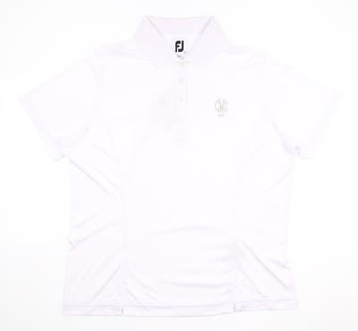 New W/ Logo Womens Footjoy Golf Polo Large L White MSRP $68 27066