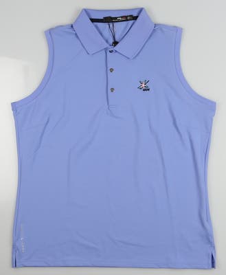 New W/ Logo Womens Ralph Lauren RLX Sleeveless Golf Polo Large L Blue MSRP $90 285685875013