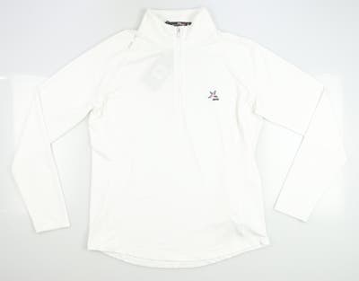 New W/ Logo Womens Ralph Lauren RLX 1/4 Zip Golf Pullover Large L White MSRP $115 285764249001