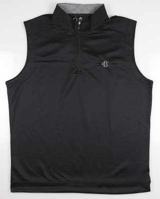 New W/ Logo Mens Adidas Club Quarter-Zip Vest Large L Black MSRP $65