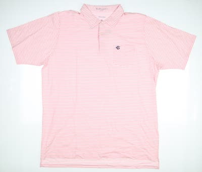 New W/ Logo Mens B. Draddy Golf Polo X-Large XL Pink/White MSRP $110
