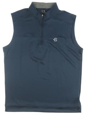 New W/ Logo Mens Adidas Club Quarter-Zip Vest Medium M Crew Navy MSRP $65