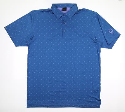 New W/ Logo Mens Dunning Golf Polo X-Large XL Blue MSRP $89