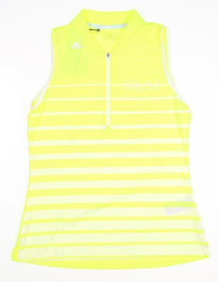 New W/ Logo Womens Adidas Golf Sleeveless Polo Small S Solar Yellow MSRP $60