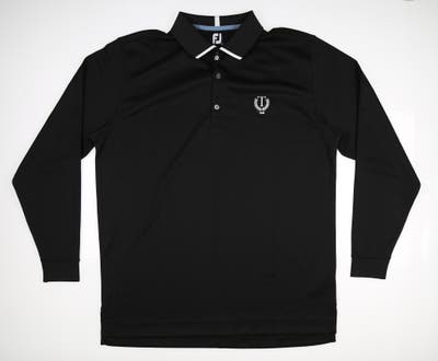 New W/ Logo Mens Footjoy Thermocool Long Sleeve Polo Large L Black MSRP $88