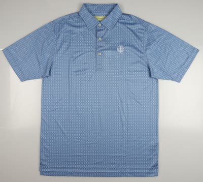 New W/ Logo Mens DONALD ROSS Cross Clubs Print Polo Blue MSRP $110