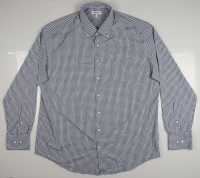 New Mens Peter Millar Crown Sport Taylor Performance Sport Button Up X-Large XL Blue (Navy) MSRP $148