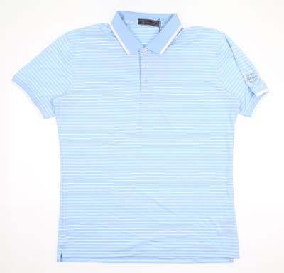 New W/ Logo Mens G-Fore Perforated Stripe Polo Medium M Blue (Baja) MSRP $120