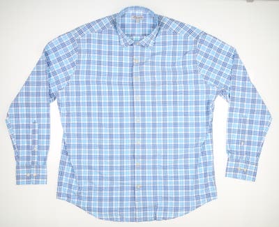 New Mens Peter Millar Sonny Check Sport Button Up X-Large XL Multi (Blue Sea) MSRP $148