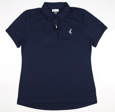 New W/ Logo Womens Greg Norman Golf Polo Large L Navy Blue MSRP $49
