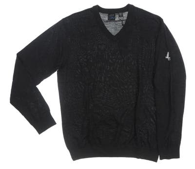 New W/ Logo Mens Greg Norman Generation V-Neck Merino Sweater Large L Black MSRP $125