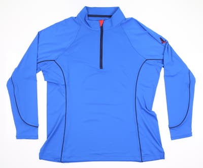 New W/ Logo Womens Peter Millar Golf 1/4 Zip Pullover Large L Blue MSRP $99