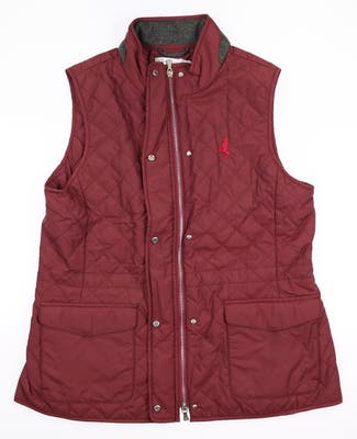 New W/ Logo Womens Peter Millar Quilted Vest Large L Maroon MSRP $178