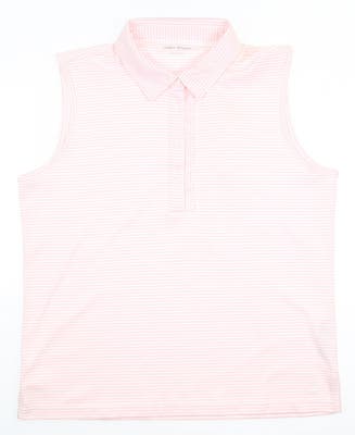 New Womens Tory Sport Performance Sleeveless Ruffle Polo Large L Pink Pirouette Pin MSRP $128