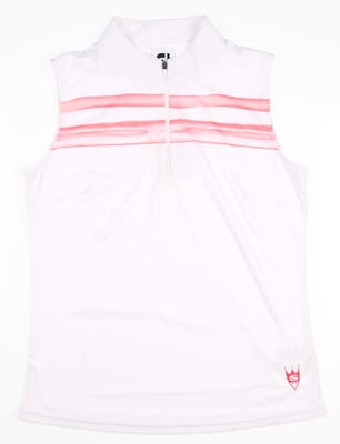 New W/ Logo Womens Footjoy Sleeveless Golf Polo Small S White Bright Coral MSRP $75