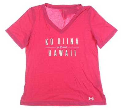 New W/ Logo Womens Under Armour Golf T-Shirt Medium M Pink MSRP $35
