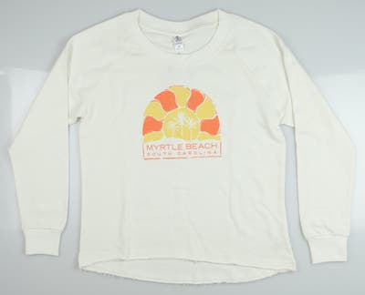 New W/ Logo Womens Alternative Apparel Long Sleeve Crew Neck Medium M White/Orange/Yellow MSRP $40