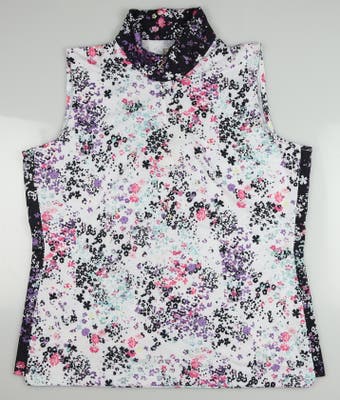 New Womens EP NY Floral Print Sleeveless Polo Large L Multi MSRP $68