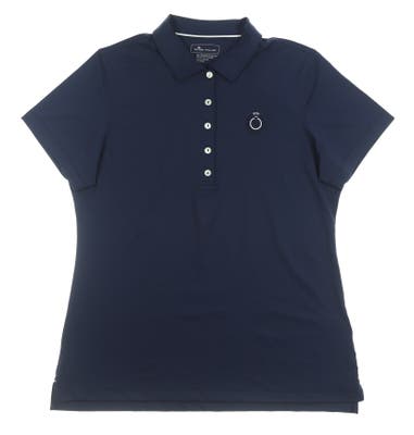 New W/ Logo Womens Peter Millar Golf Polo Large L Navy Blue MSRP $75