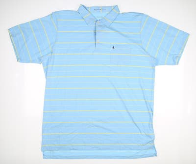 New W/ Logo Mens B. Draddy Golf Polo X-Large XL Blue/Yellow MSRP $98