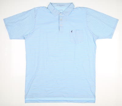 New W/ Logo Mens B. Draddy Golf Polo Large L Blue/White MSRP $110
