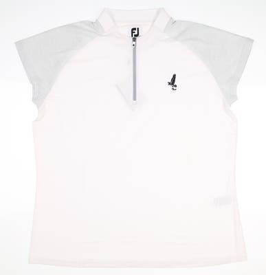 New W/ Logo Womens Footjoy Zip Placket Polo X-Large XL White/Grey MSRP $78