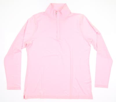 New W/ Logo Womens Peter Millar Golf 1/4 Zip Pullover Large L Pink MSRP $159