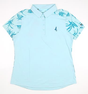 New W/ Logo Womens Under Armour Golf Polo Large L Aqua MSRP $60