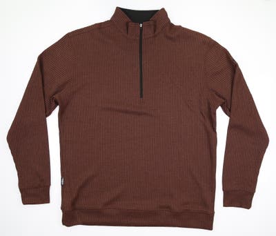 New W/ Logo Mens Straight Down Morro 1/4 Zip Pullover Large L Bourbon MSRP $118