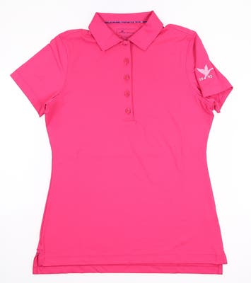 New W/ Logo Womens Peter Millar Golf Polo X-Small XS Pink MSRP $85