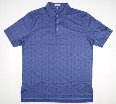 New W/ Logo Mens Peter Millar Golf Polo Large L Blue MSRP $98