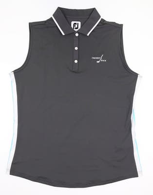 New W/ Logo Womens Footjoy Golf Sleeveless Polo Large L Charcoal MSRP $72