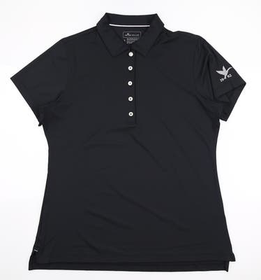 New W/ Logo Womens Peter Millar Golf Polo Large L Black MSRP $85