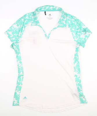 New W/ Logo Womens Adidas Golf Polo Small S Green/White MSRP $65