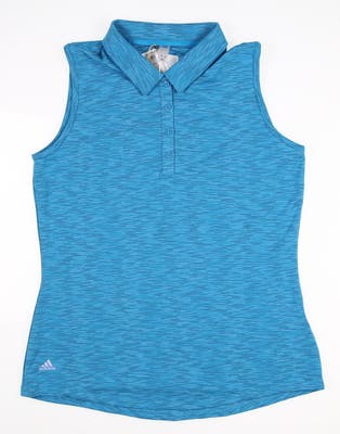 New W/ Logo Womens Adidas Space-Dyed Sleeveless Polo Medium M Sonic Aqua MSRP $60