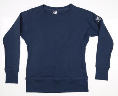 New W/ Logo Womens Adidas Go-To Crewneck Sweatshirt X-Small XS Crew Navy MSRP $65