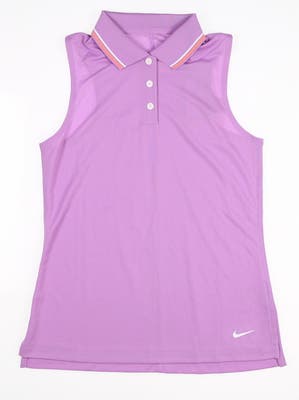 New W/ Logo Womens Nike Dri-Fit Victory Sleeveless Polo X-Small XS Purple MSRP $50