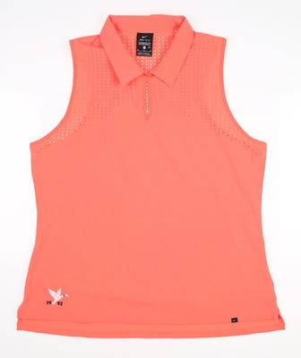 New W/ Logo Womens Nike Golf Sleeveless Polo Medium M Orange MSRP $80