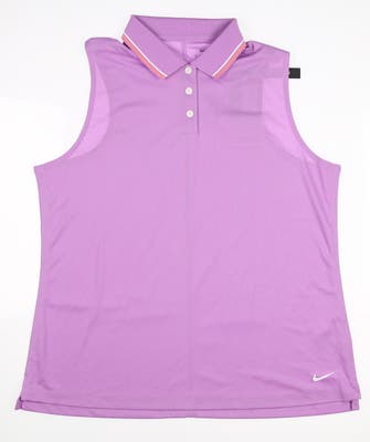 New W/ Logo Womens Nike Golf Sleeveless Polo Large L Purple MSRP $50