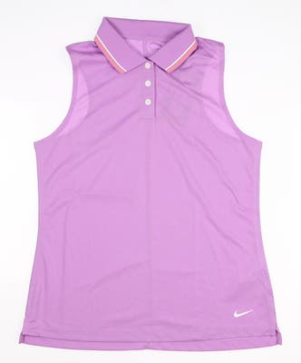 New W/ Logo Womens Nike Dri-Fit Victory Sleeveless Polo Small S Purple MSRP $50