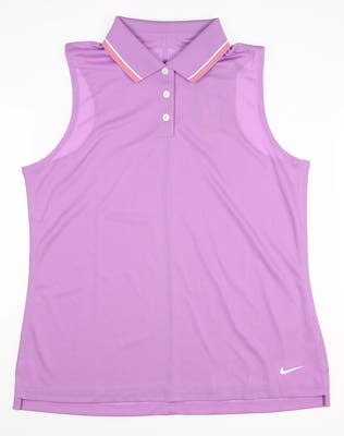 New W/ Logo Womens Nike Dri-Fit Victory Sleeveless Polo Medium M Purple MSRP $50