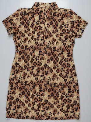 New Womens IBKUL Short Sleeve Dress Large L Leopard MSRP $126